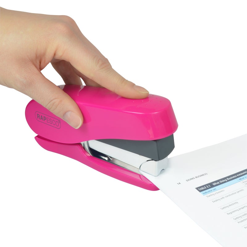 Rapesco 1468 Luna Less Effort Desktop Stapler with 2000 Staples, Type 24 High-Capacity 5/16" and 1/4" Staples, 50 Sheet Capacity, Half-Strip Magazine, No Effort, Hot Pink - Image 2
